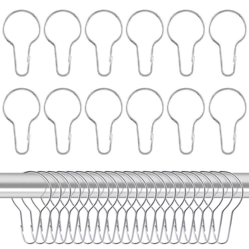 Soomuct 60PCS Curtain Rings - Shower Curtain Hooks (Silver)