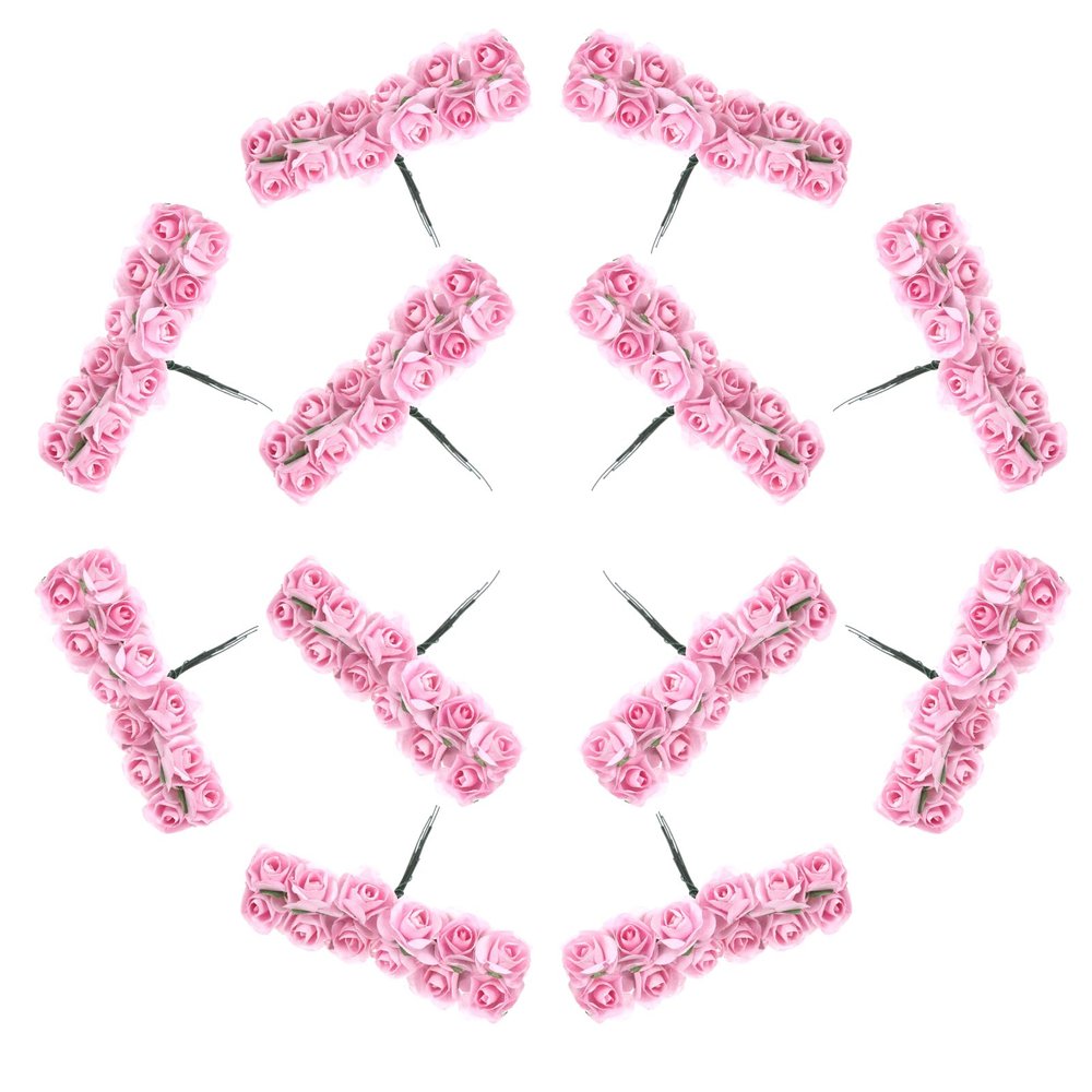 144 Mini Artificial Pink Rose Flower Heads