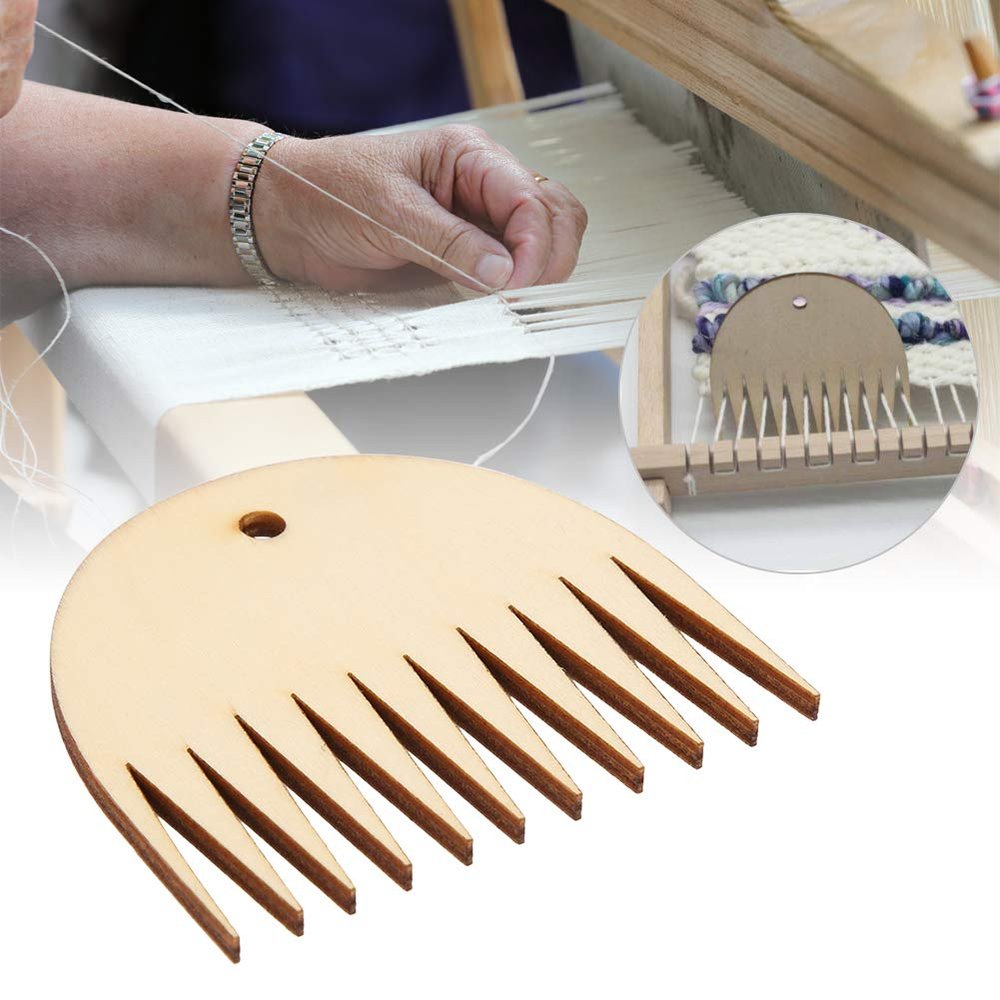 Alomejor 7.5 x 7 x 0.3 cm Wooden Weaving Comb