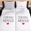 Familando Favorite Person Partner Bedding Set, 4-Piece, 2 Duvet Covers and 2 Pillowcases, 135 x 200 cm and 80 x 80 cm, with Zippers, 100% Cotton Renforcé, Gift Idea for Couples view 1