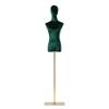 Adjustable Women's Dress Form, Velvet Torso with Solid Wood Arm and Metal Base, Dark Green view 1