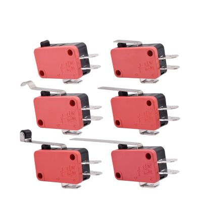 16A 250VAC SPDT Momentary Travel Limit Switch, 1NO/1NC, 3-Pin Roller Lever, V-154-1C25, 5-Pack