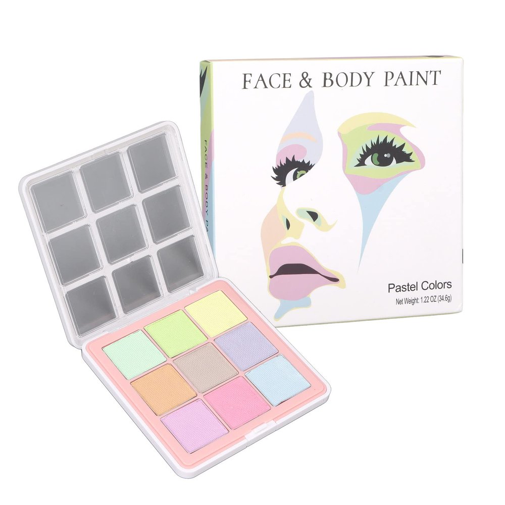 Matte Face Paint Set, 9 Colors, 34.6 g/1.2 oz, Food-Grade Pigments, Easy-Clean Halloween Body Paint