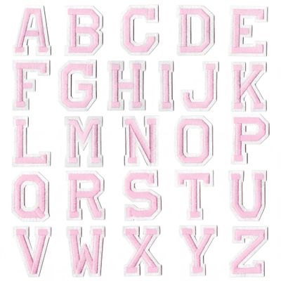 52 Pink Iron-On Letters A-Z Patches