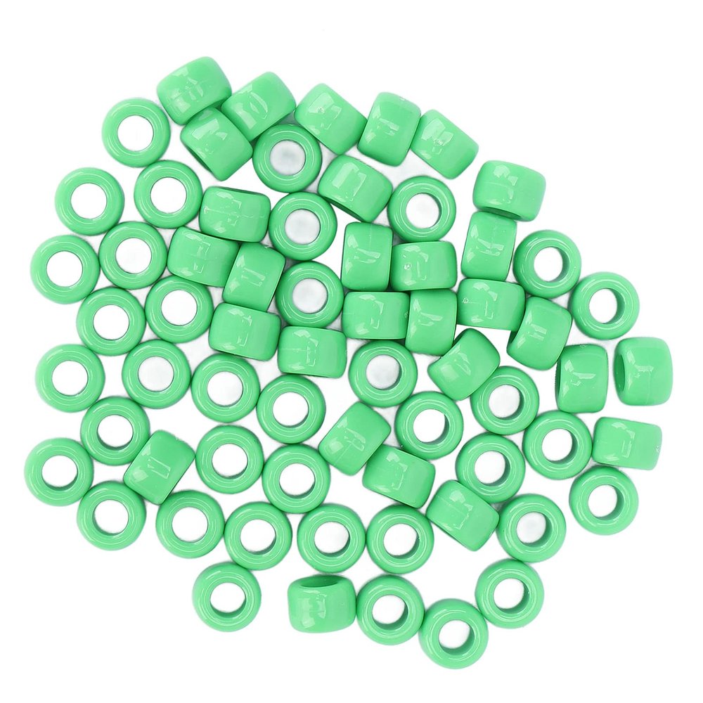 100 Pcs Plastic Beads for DIY, Crafting, Beard Spacers, Jewelry Making Set (Green)