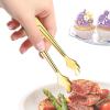 Small Ice Tongs | Multifunctional Stainless Steel Tongs for Sugar Cubes, Jellies & Sprinkles | 4-Pack, Silver view 2