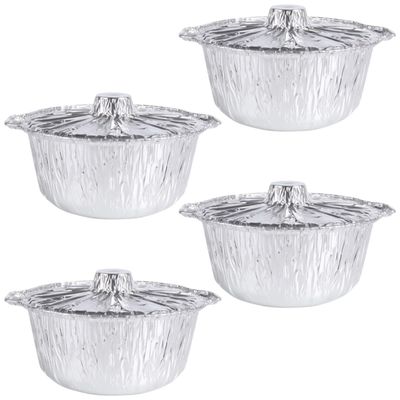 minkissy 4-Pack 3,000 mL Food-Grade Aluminum Foil Cooking Trays with Lids