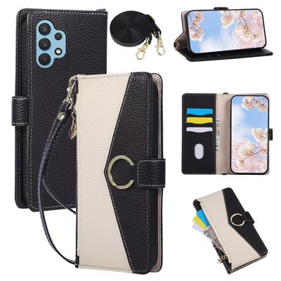 FERLAN Wallet Flip Case for Samsung Galaxy A13 4G/5G with Strap, Card Slots and Stand - Black