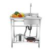 Freestanding Stainless Steel Sink with Base Cabinet, Faucet and Right-Hand Basin, 31.5 x 21.7 x 33.1 in view 1