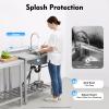 Freestanding Stainless Steel Sink with Base Cabinet, Faucet and Right-Hand Basin, 31.5 x 21.7 x 33.1 in view 4
