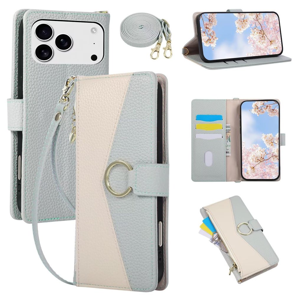 FERLAN Phone Case for vivo Y28 4G/Y37 Pro, Foldable Leather Wallet Case with Zipper, Card Slots, Stand, Strap and Floral Embossing - Blue