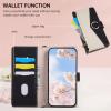 FERLAN iPhone 16 Pro Wallet Case, Folio Leather Case with Zipper, Card Slots, Stand, Strap, Floral Embossing - Black view 4