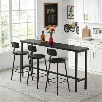 Tazyee Narrow Solid Wood Bar Table, Standing Table with Metal Frame and Adjustable Feet, Console Table for Kitchen & Living Room (100–220 cm)