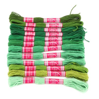 Naroote Polyester Thread, Colorful Shine Thread for DIY Projects, 12 Pieces, for Friendship Bracelets (Green Series)