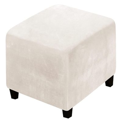 Generic Square Stretch Velvet Pouf Cover, Peacock Blue