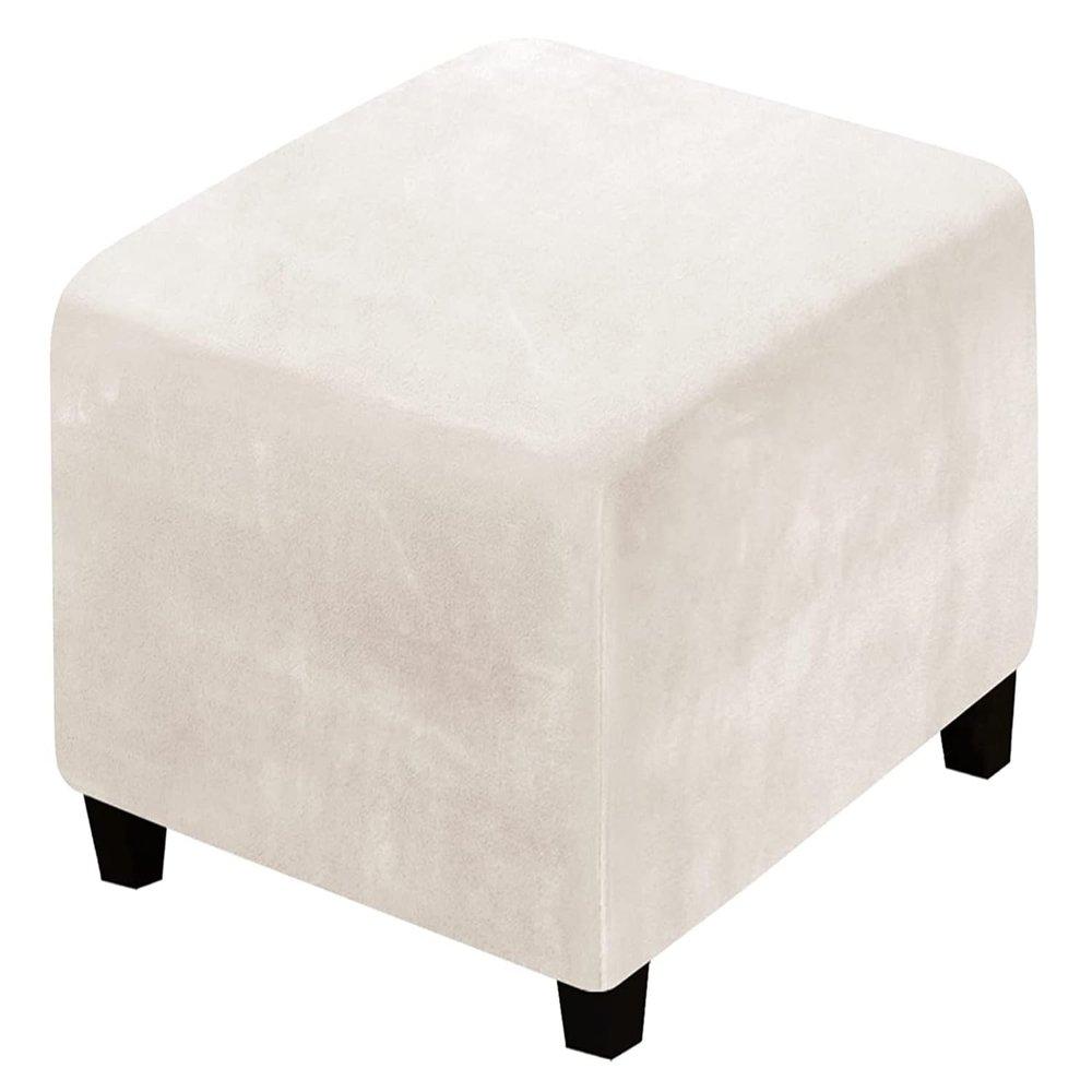 Generic Square Stretch Velvet Pouf Cover, Peacock Blue