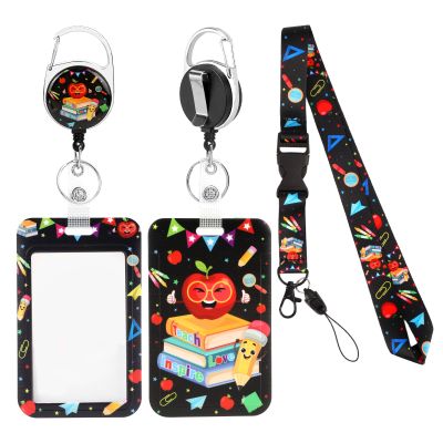 ID Badge Holder with Lanyard, Cute Book-Apple Design
