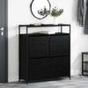 PUGYNBK Modern Shoe Cabinet with Shelf, Black Oak Look, 100 x 34 x 112 cm view 1