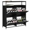 PUGYNBK Modern Shoe Cabinet with Shelf, Black Oak Look, 100 x 34 x 112 cm view 3