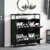 PUGYNBK Modern Shoe Cabinet with Shelf, Black Oak Look, 100 x 34 x 112 cm view 4