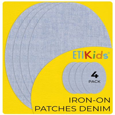 4 Light Denim Iron-On Patches, 16 × 10 cm