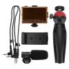 Qianjyvous Portable Live Video Vlogging Kit with Light, Microphone, Tripod and Phone Holder, Red view 1