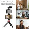Qianjyvous Portable Live Video Vlogging Kit with Light, Microphone, Tripod and Phone Holder, Red view 2