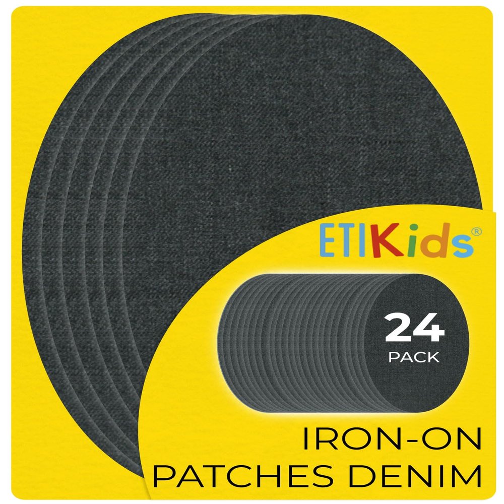24 Iron-On College Denim Patches, 16 × 10 cm