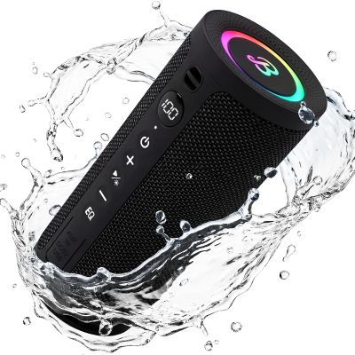 BassBloom Roar 3 Portable Bluetooth Speaker, 20W, JIKE Bass, IPX6 Waterproof, 24-Hour Playtime, Bluetooth 5.4, RGB Lights, Wireless TWS Pairing for Outdoor Camping