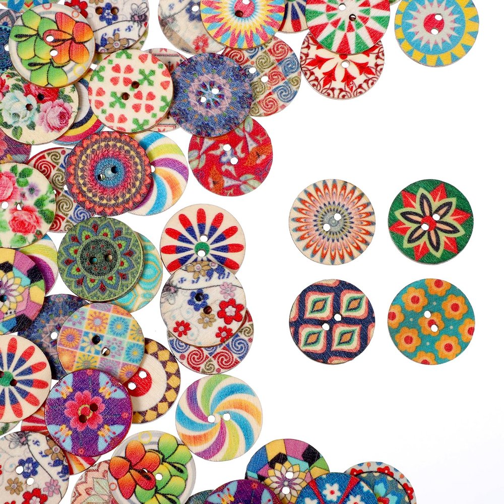 SULIKJHUI 100 Vintage Wooden Buttons
