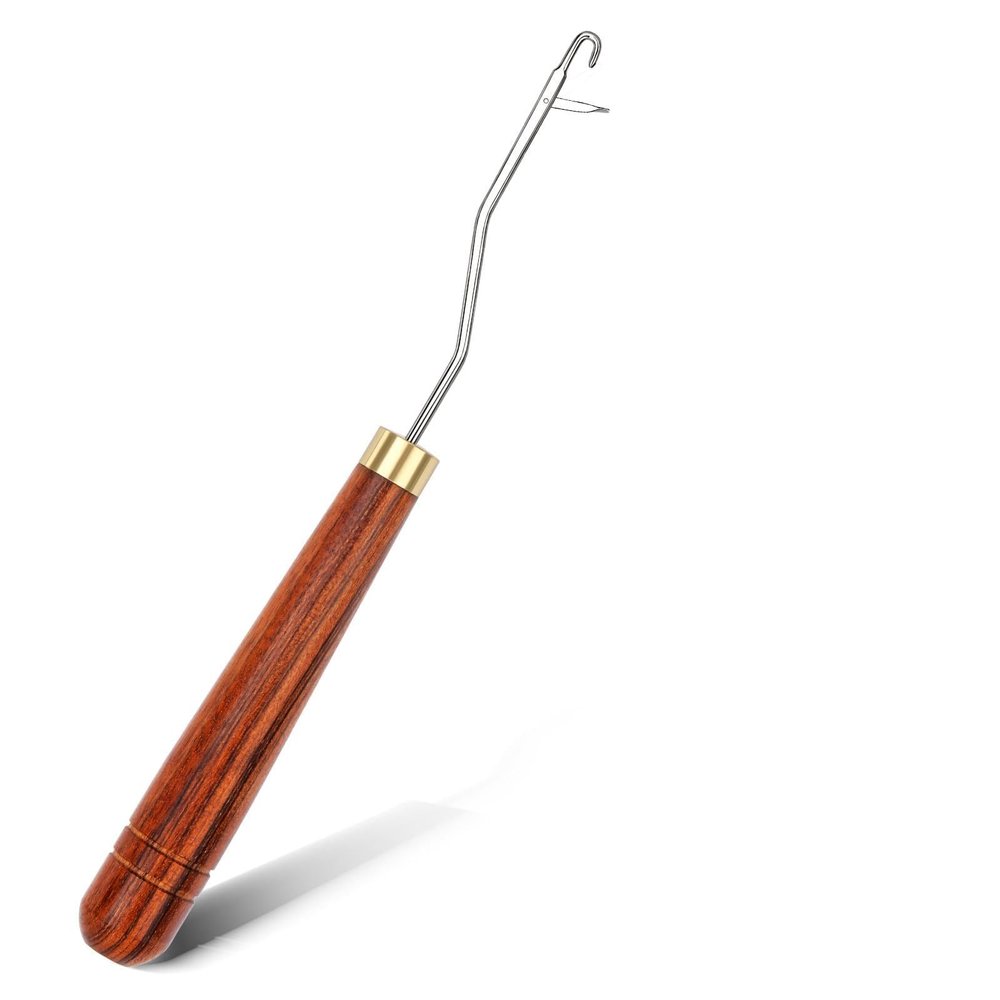MASPHY Knotting Needle, Wooden Crochet Hook, Small Knot Needle for Braiding, Hair Extensions, and Rug Hooking Type 1