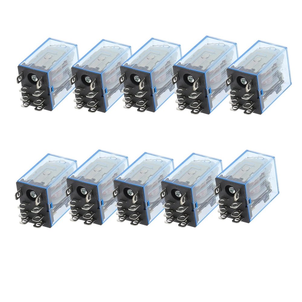 10-Piece LY2NJ Relay, 12V/24V/110V/220V, Small 10A 8-Pin Coil, DPDT