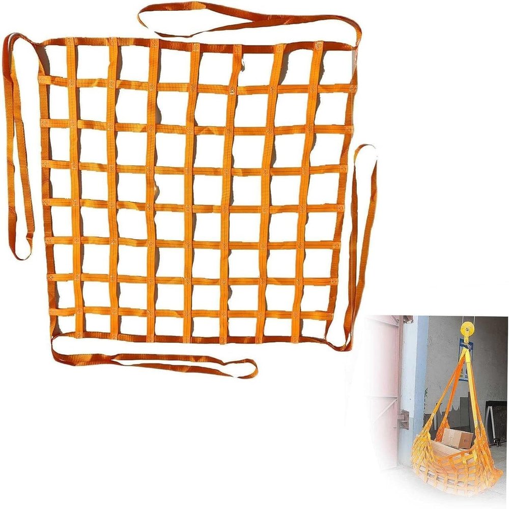 Flat Polyester Lifting Net, Orange, 2 x 2 m, 15 cm Mesh, 2 t Load