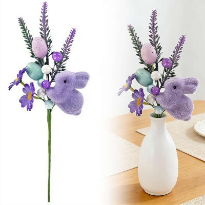 Artificial Easter Picks with Pastel Eggs and Bunny