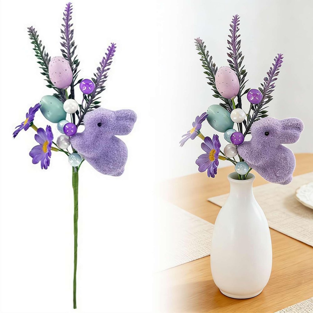 Artificial Easter Picks with Pastel Eggs and Bunny