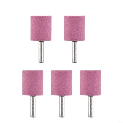 BlesConi 5-Piece Cylindrical Grinding Stones, 6 mm Shank for Rotary Tools, Chromium Corundum for Polishing Metal, Wood and Jade (6 x 20)