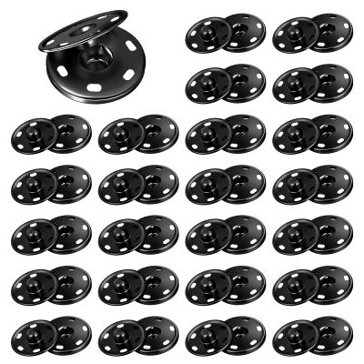 24 Sets Large Black Snaps