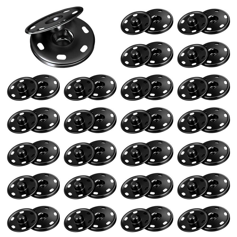 24 Sets Large Black Snaps