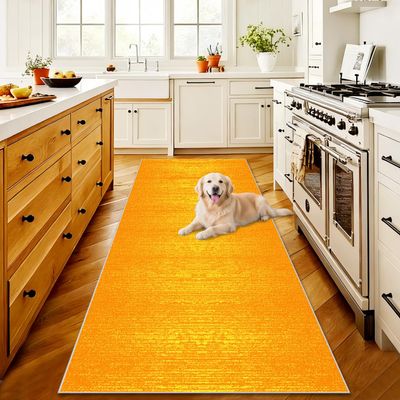 Hallway Runner Rug 80 x 250 cm, Yellow, Washable and Non-Slip