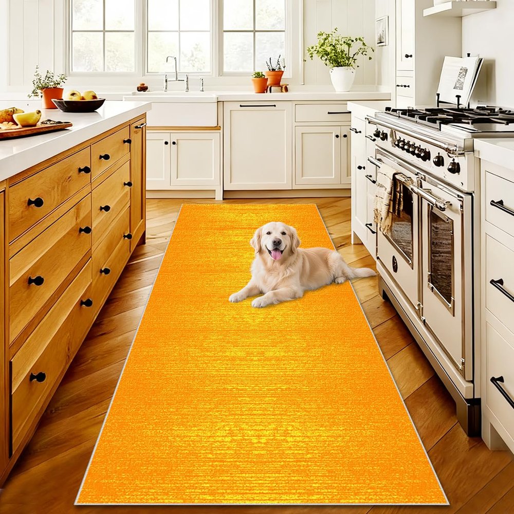 Hallway Runner Rug 80 x 250 cm, Yellow, Washable and Non-Slip