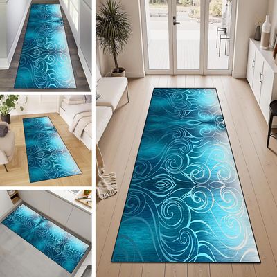 PilePoem Washable Non-Slip Runner Rug, 60 x 170 cm, Blue Lake
