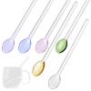 PACKOVE 6-Piece Glass Stirring Spoons with Long Handles, Assorted Colors view 1