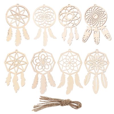 ELEOUTI 8-Piece Wooden Dreamcatcher Wall Hanging
