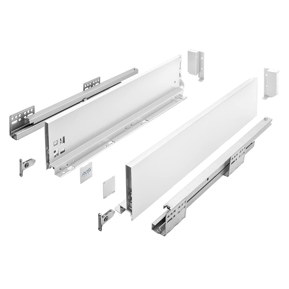 MS Fittings Push-to-Open Drawer System, White, Full Extension, 40 kg, 550 x 120 mm
