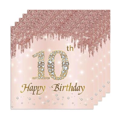 GoldRock 24 Pack Napkins 10th Birthday Girl