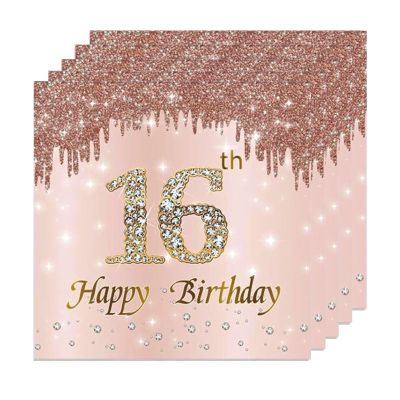 GoldRock 24 Pack Napkins Sweet 16