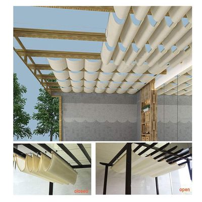 Custom-Made Retractable Pergola Canopy with UV Protection, Beige, 0.9 x 4 m