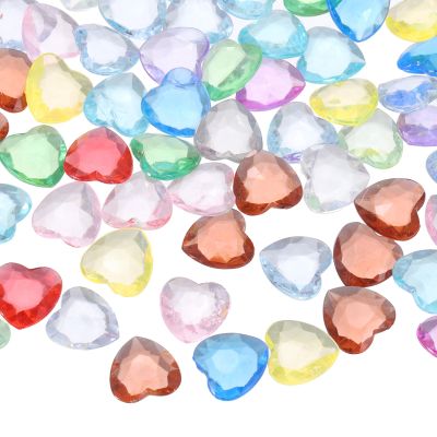 QUARKZMAN 50 Pcs Acrylic Heart Rhinestones 12mm