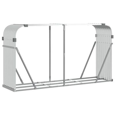 WGYHOME Firewood Rack, Galvanized Steel, Silver, 180 x 45 x 100 cm, Weather-Resistant, with Wall Mounting