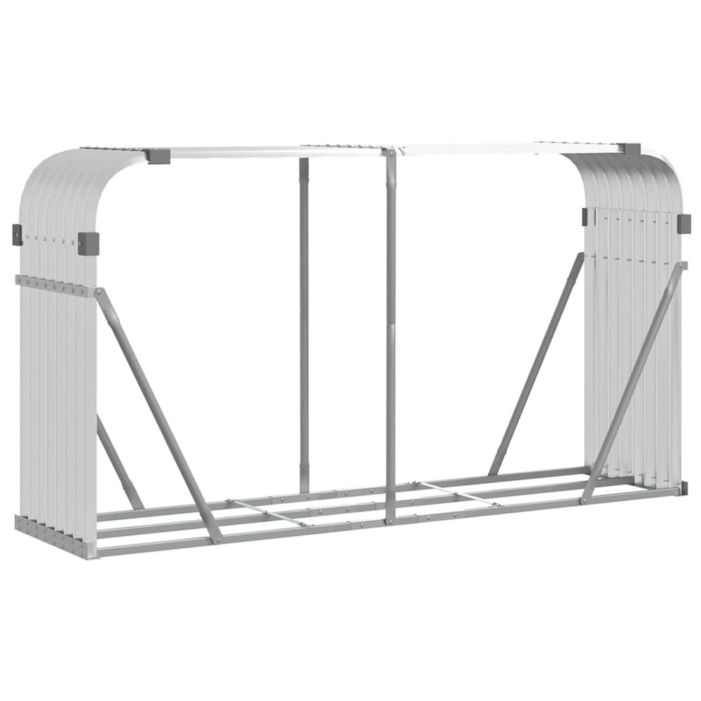 WGYHOME Firewood Rack, Galvanized Steel, Silver, 180 x 45 x 100 cm, Weather-Resistant, with Wall Mounting
